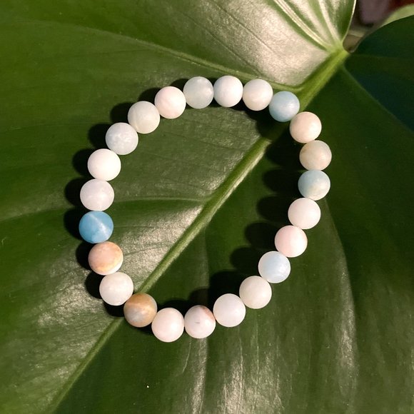 Arcananu Jewelry - NWT Handcrafted Amazonite Stretchable Bracelet - 23 Frosted, Matte 8mm Beads